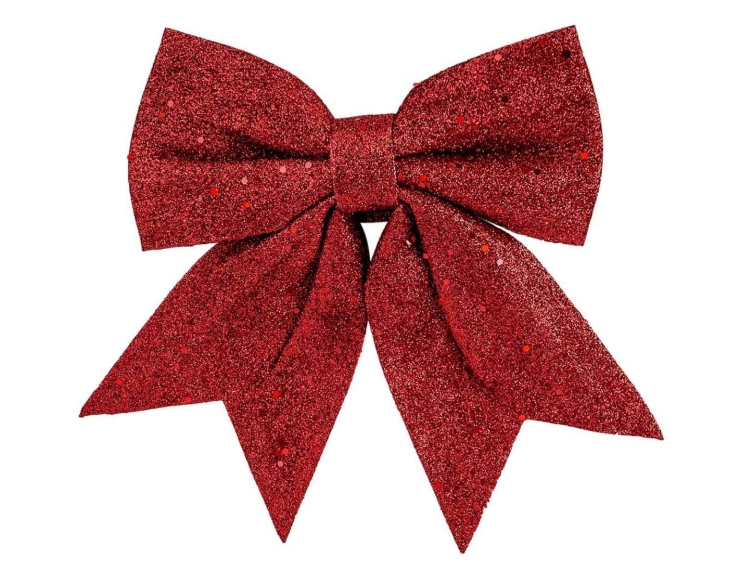 Décoration noeud rouge pailleté 20x25cm