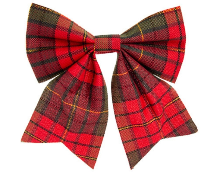 Décoration noeud tartan 14x14cm