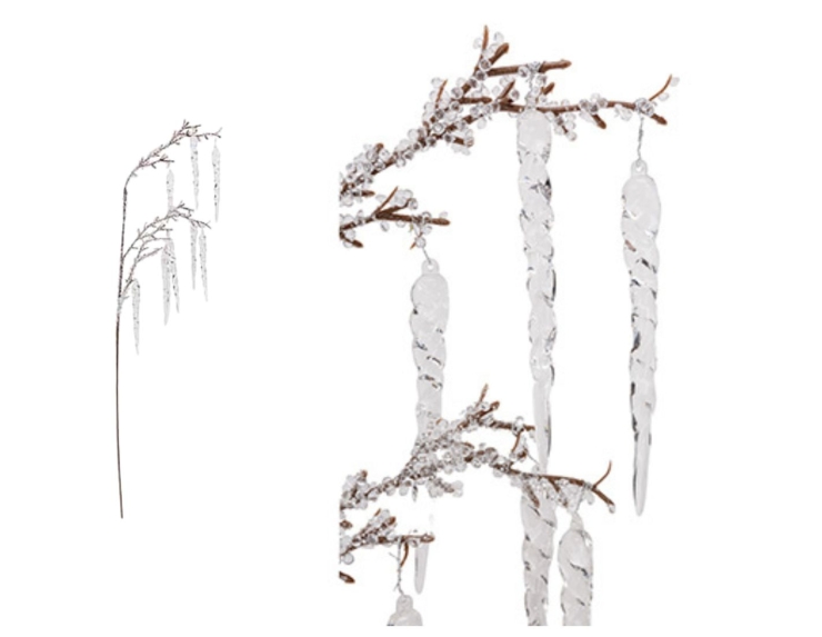 Branche décorative stalactites givrées 75cm