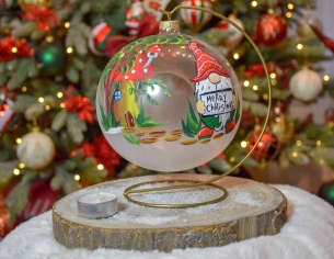 Photophore de Noël lutin verre soufflé support D15cm