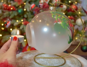 Photophore de Noël lutin verre soufflé support D15cm