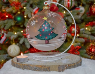 Photophore de Noël sapin verre soufflé D15cm