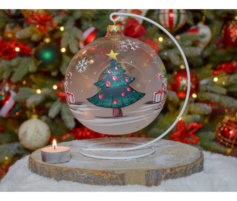 Photophore de Noël sapin verre soufflé D15cm