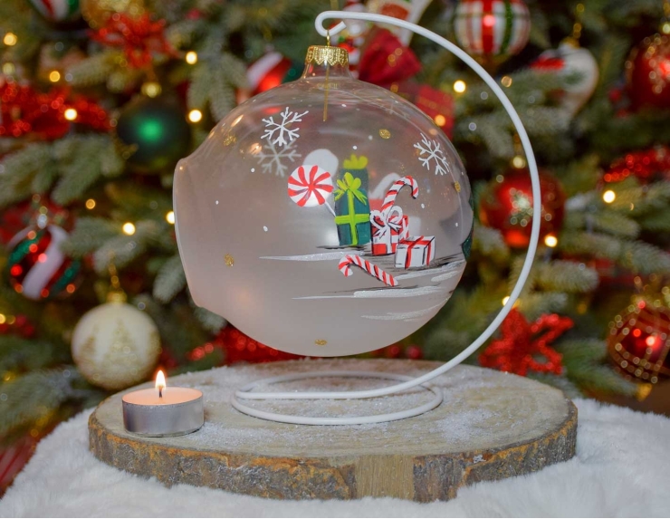 Photophore de Noël sapin verre soufflé D15cm