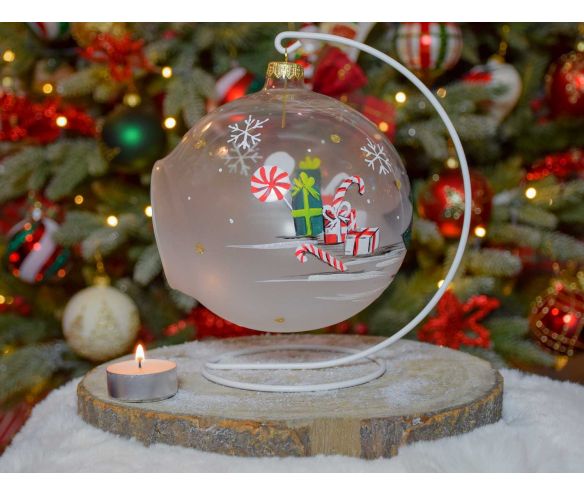 Photophore de Noël sapin verre soufflé D15cm