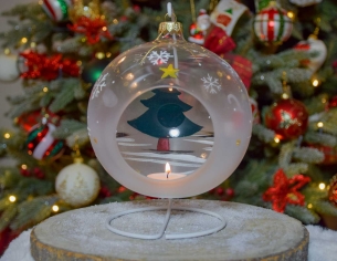 Photophore de Noël sapin verre soufflé D15cm