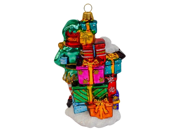 Boule de Noël Elf du Père Noël verre soufflé H20cm