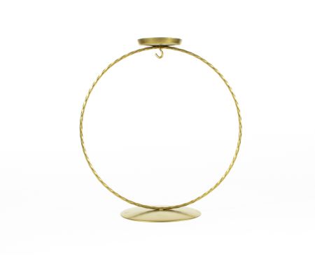 Support pour boule de Noël en forme de cercle, métal doré, pour boule de Noël de 12cm de diamètre avec bougeoir