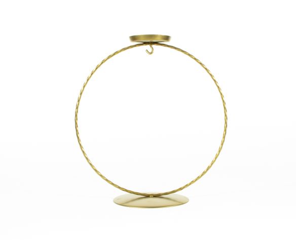 Support pour boule de Noël en forme de cercle, métal doré, pour boule de Noël de 12cm de diamètre avec bougeoir