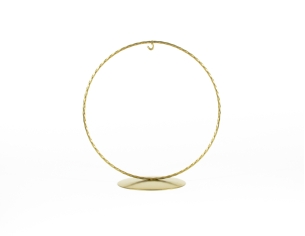 Support pour boule de Noël en forme de cercle, métal doré, pour boule de Noël de 12cm de diamètre. Hauteur du support : 15cm.