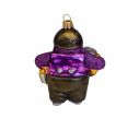 Voir la slide Suspension de Noël taupe grise et mauve en verre soufflé, made in Europe. Hauteur : 10cm