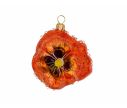 Voir la slide Suspension de Noël originale en verre soufflé, fleur pensée orange. Diamètre : 7cm