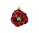 Voir la slide Suspension originale en verre soufflé, fleur pensée rouge. Diamètre : 7cm
