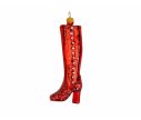 Voir la slide Botte rouge en verre soufflé, décoration de Noël artisanale avec perles et détails scintillants.