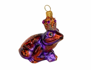 Grenouille mauve verre soufflé déco sapin H8cm