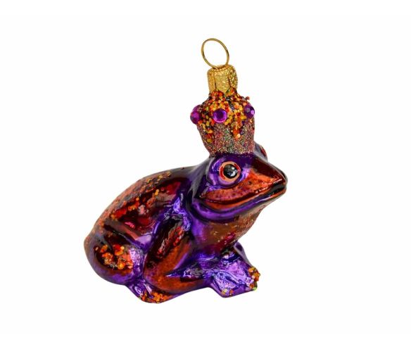 Grenouille mauve verre soufflé déco sapin H8cm