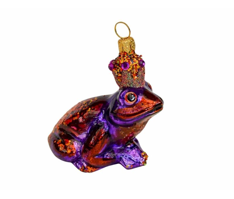 Grenouille mauve verre soufflé déco sapin H8cm