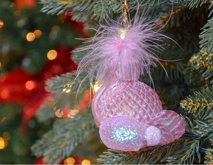 Suspension originale bouteille parfum rose verre soufflé H12cm