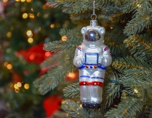 Boule de Noël astronaute verre soufflé H15cm