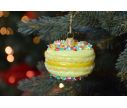 Voir la slide Suspension de Noël macaron jaune, verre soufflé. Made in Europe, hauteur : 6cm