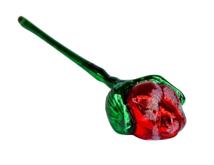 Rose rouge en verre soufflé et peinte à la main. Made in Europe