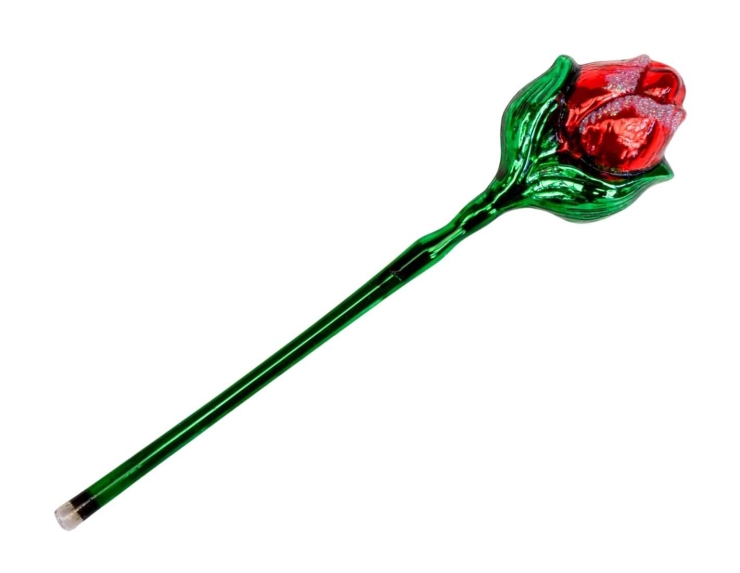 Rose rouge en verre soufflé et peinte à la main. Made in Europe