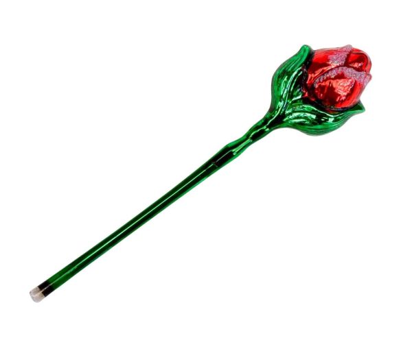 Rose rouge en verre soufflé et peinte à la main. Made in Europe