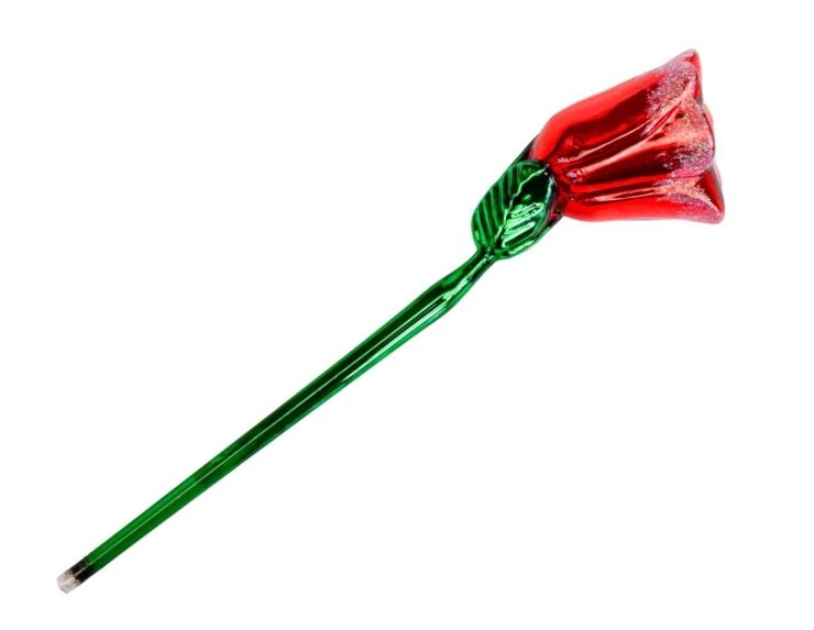 Décoration fleur rouge verre soufflé H20cm