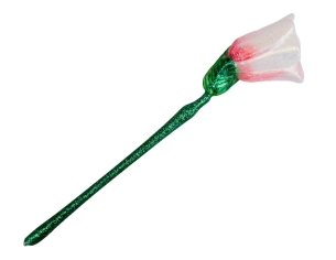 Décoration artisanale fleur blanche et rose sur tige en verre soufflé, peinte à la main.
Hauteur : 20cm