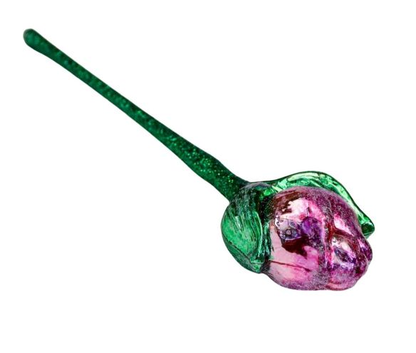 Décoration tulipe mauve verre soufflé H20cm