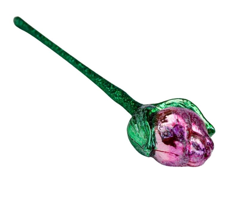 Décoration tulipe mauve verre soufflé H20cm