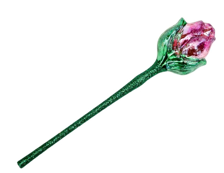 Décoration tulipe mauve verre soufflé H20cm