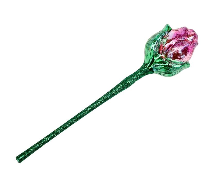 Décoration tulipe mauve verre soufflé H20cm