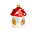 Voir la slide Boule de Noël champignon maison, verre soufflé pour suspendre au sapin. Hauteur 10cm, made in Europe