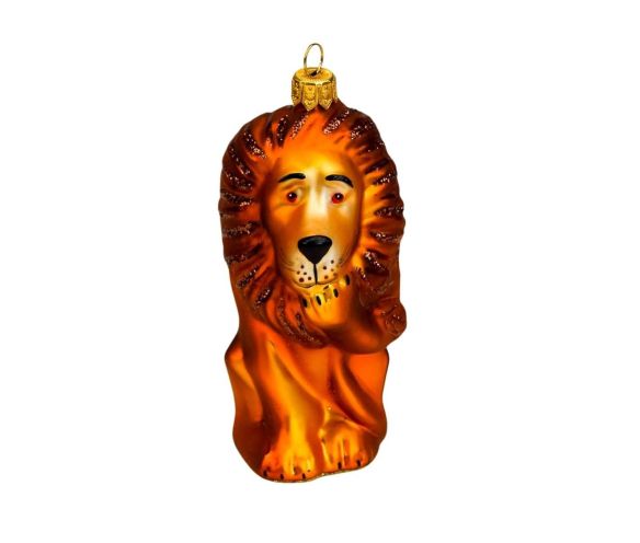 Suspension de Noël lion verre soufflé, peint à la main et made in Europe.