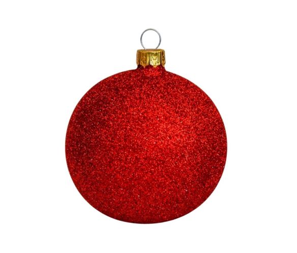 Boule de Noël rouge pailleté D8cm