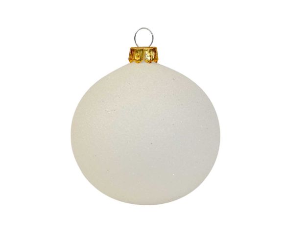 Boule de Noël blanche entièrement pailletée verre D8cm