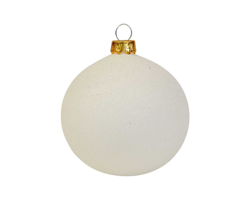 Boule de Noël blanche entièrement pailletée verre D8cm