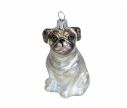 Voir la slide Suspension de Noël originale chien bulldog anglais gris en verre souffle et peint à la main. Hauteur : 10cm.