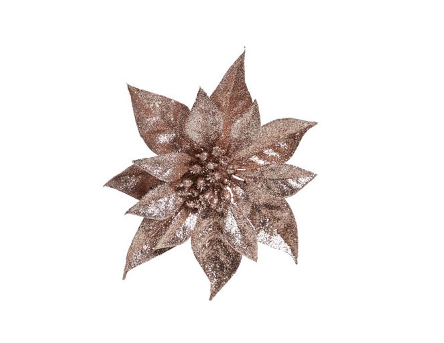 Fleur de Noël rose sur clip pour sapin D 18cm