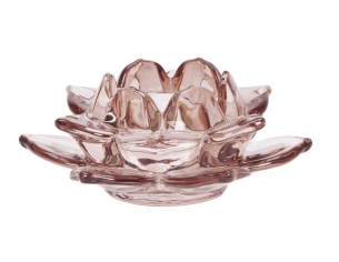Bougeoir fleur rose en verre