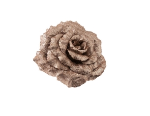 Rose de Noël cuivrée brillante sur clip D 18cm