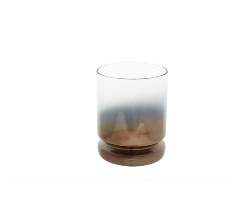 Petit bougeoir en verre fumé bronze cuivrée pour une déco d'intérieur moderne. Hauteur du photophore 10cm.