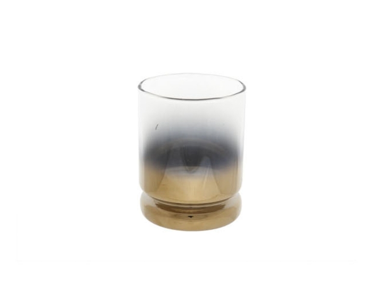 Bougeoir verre fumé or - H 10cm