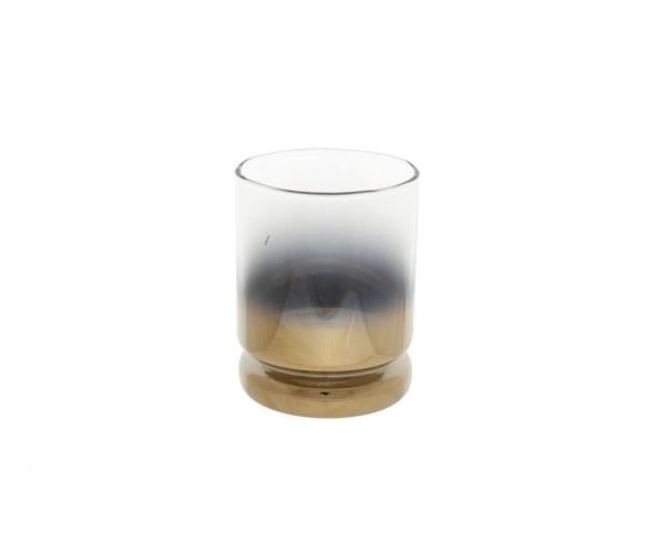 Bougeoir en verre fumé doré dégradé transparent à doré H10cm - Lilosquare