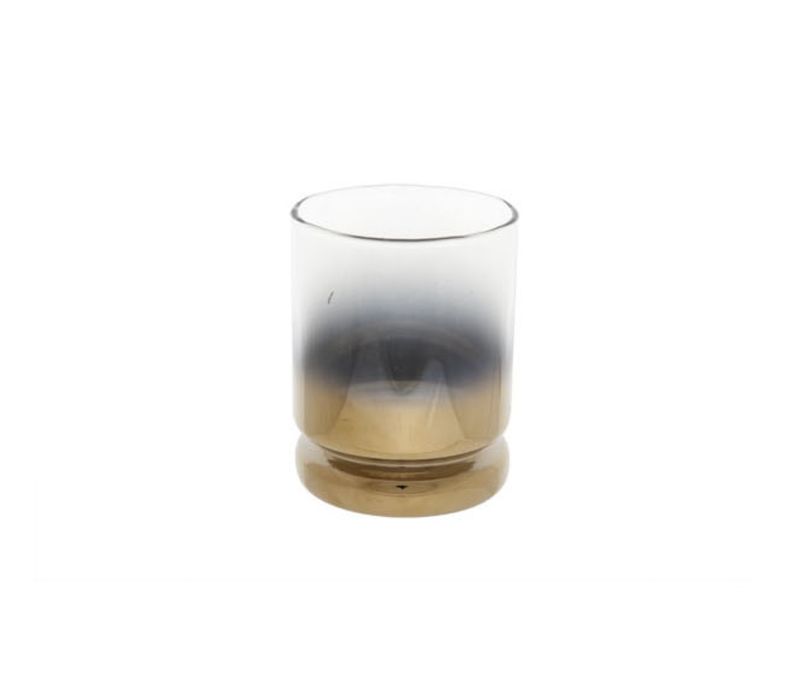 Bougeoir en verre fumé doré dégradé transparent à doré H10cm - Lilosquare