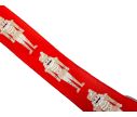 Voir la slide Ruban de Noël large rouge motif casse-noisette doré blanc brodé bord rouge fil de fer largeur 6cm