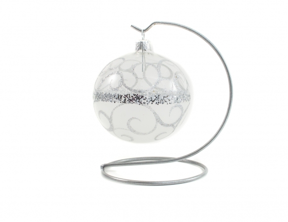 Boule de Noël arabesques argentées - ø 8 cm