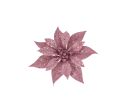 Voir la slide Fleur poinsettia rose pailletée brillante clip métallique décoration sapin Noël D18cm