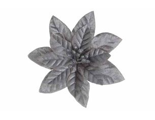 Poinsettia argenté velours...